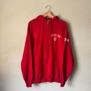 Vintage 90s Indiana Hoosiers IU College Ware Full Zip Hoodie Red Large